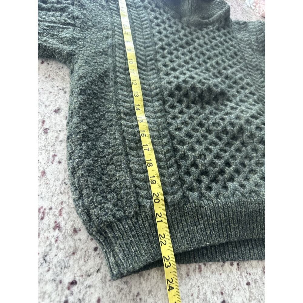 Aran Sweater Market 100% Merino Wool Turtleneck Honeycomb Knit Green Women’s L - Picture 6 of 9